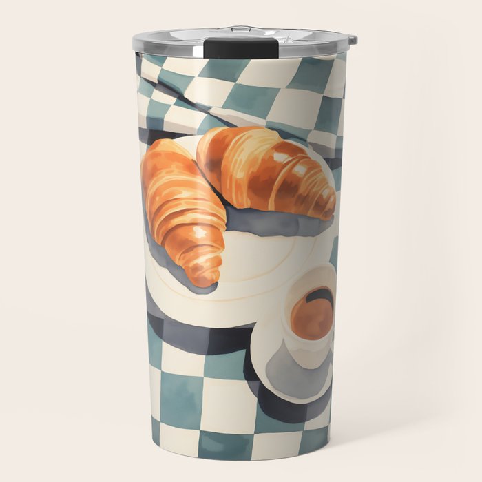 Morning Croissants and Coffee Bliss Travel Mug Gallery Image 1