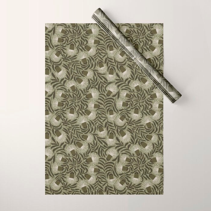 Whimsical Florals / Cream & Green Wrapping Paper Gallery Image 1