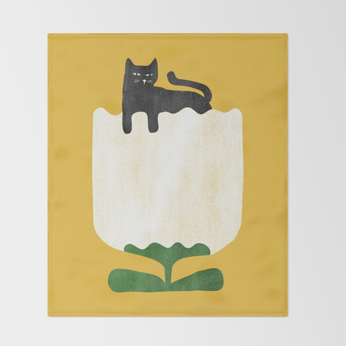 Still life with cat and flower Throw Blanket Gallery Image 2