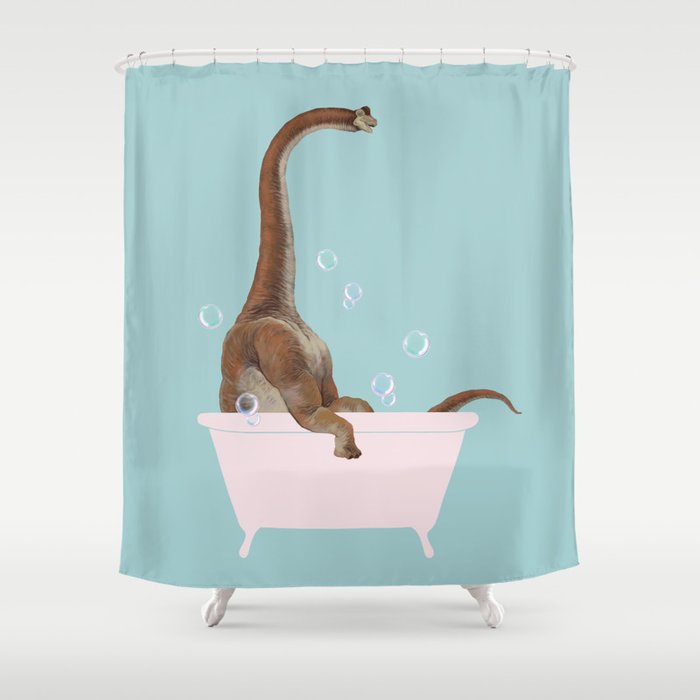 Brachiosaurus in Bathtub Shower Curtain Gallery Image 1
