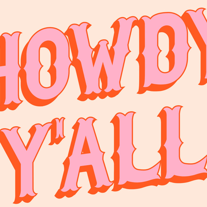 Southern Welcome: Howdy Y'all (bright pink and orange old west letters) Coffee Mug Gallery Image 2