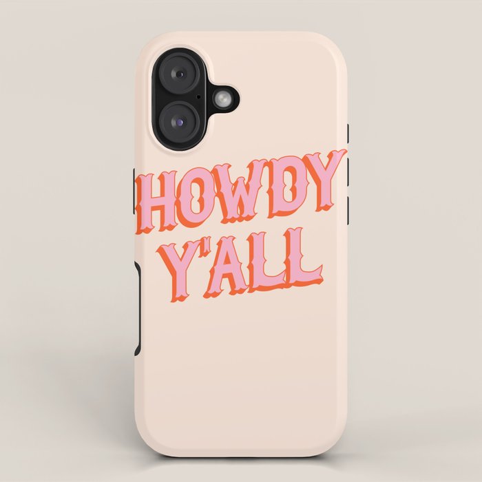 Southern Welcome: Howdy Y'all (bright pink and orange old west letters) iPhone Case Gallery Image 1