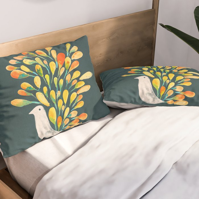 Watercolor Peacock Pillow Sham Gallery Image 2