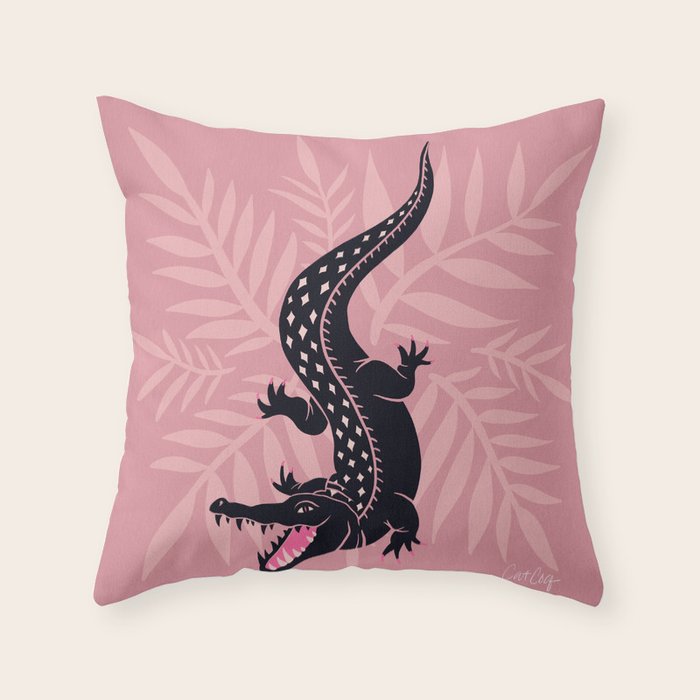 Crocodile - Dusty Rose Palette Throw Pillow Gallery Image 1