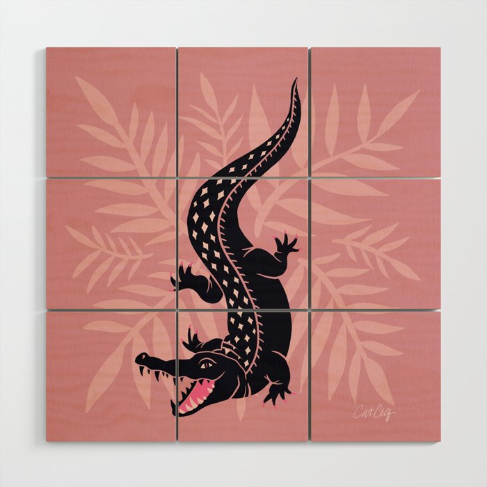 Crocodile - Dusty Rose Palette Wood Wall Art Gallery Image 1