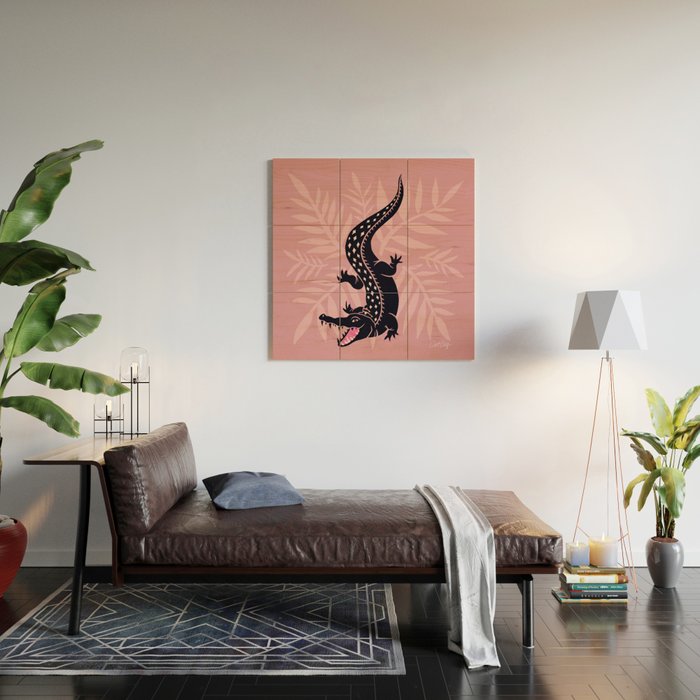Crocodile - Dusty Rose Palette Wood Wall Art Gallery Image 2