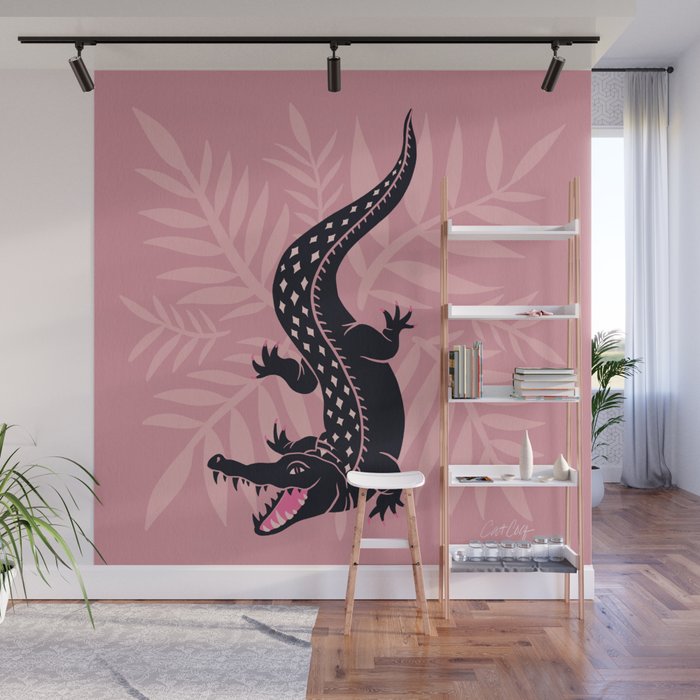 Crocodile - Dusty Rose Palette Wall Mural Gallery Image 1