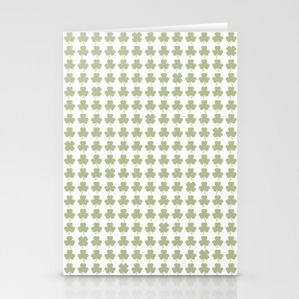 Clovers XXV Natural Green Botanical Pattern Stationery Card Gallery Image 2