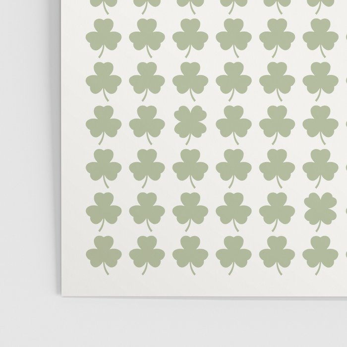 Clovers XXV Natural Green Botanical Pattern Poster Gallery Image 3