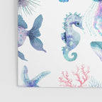 Colorful Water Colors Of Various Sea Animals Pattern Poster Gallery Image 3