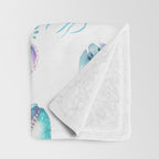 Colorful Water Colors Of Various Sea Animals Pattern Throw Blanket Gallery Image 3