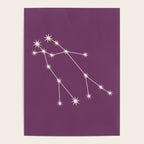Gemini Zodiac Star Constellation Line Art Mauve Purple Poster Gallery Image 4