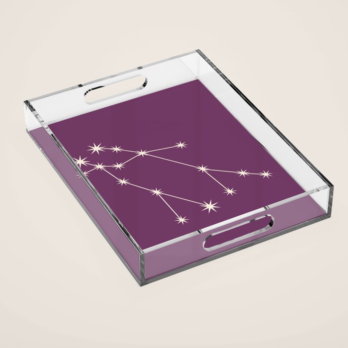 Gemini Zodiac Star Constellation Line Art Mauve Purple Acrylic Tray Gallery Image 1