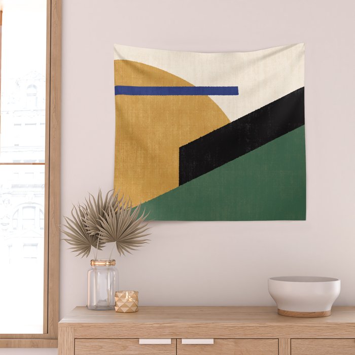 Geometric Compo 1 Filet Landscape - green Wall Tapestry Gallery Image 2