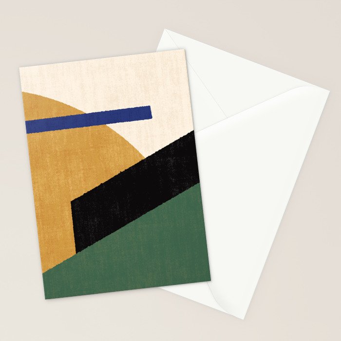 Geometric Compo 1 Filet Landscape - green Stationery Card Gallery Image 2