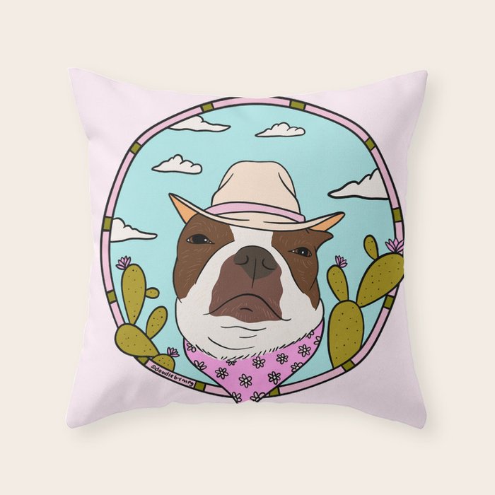 Cowboy Dog- Crimson Boston Throw Pillow Gallery Image 6