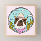Cowboy Dog- Crimson Boston Mini Art Print Gallery Image 1