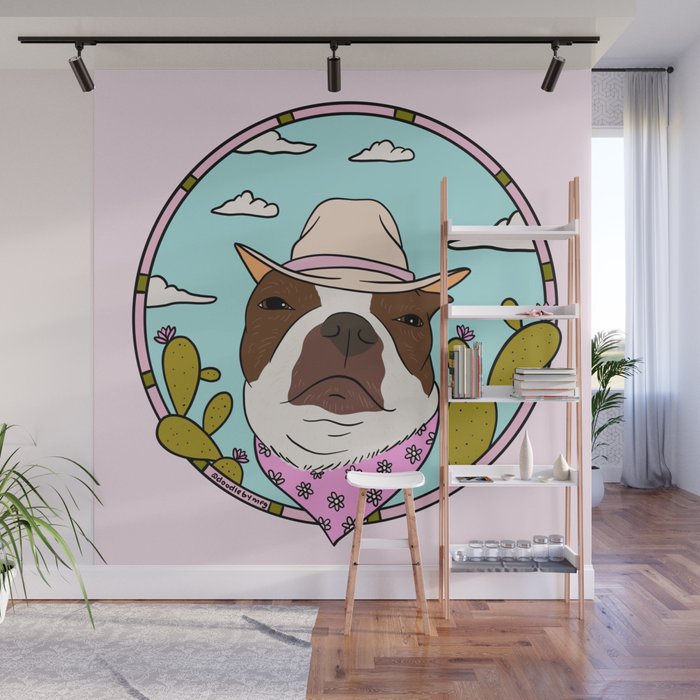 Cowboy Dog- Crimson Boston Wall Mural Gallery Image 1