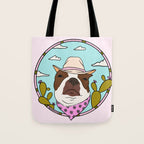 Cowboy Dog- Crimson Boston Tote Bag Gallery Image 1