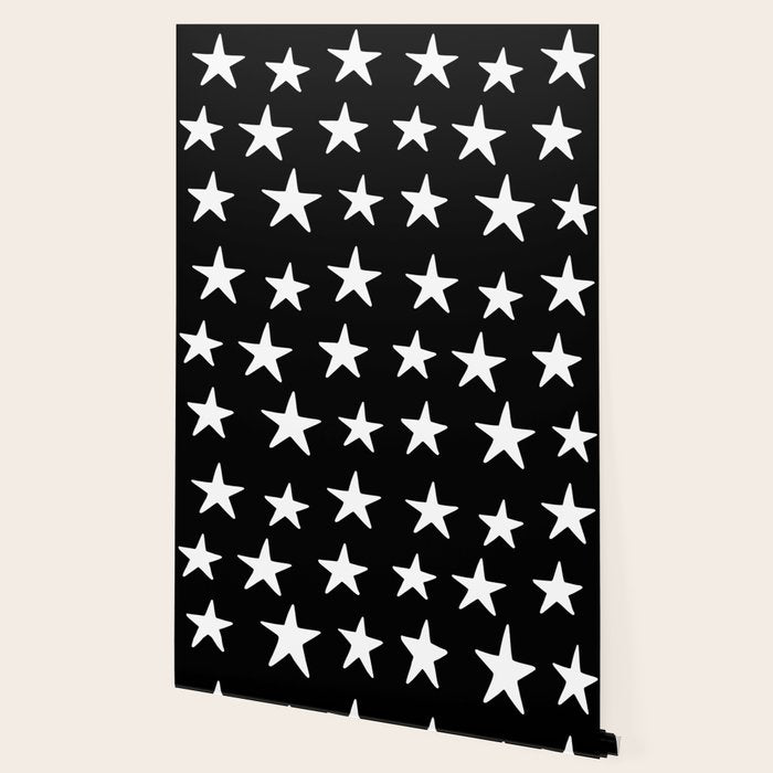 Star Pattern White On Black Wallpaper Gallery Image 2