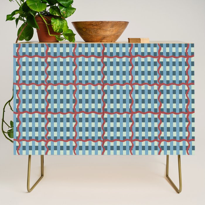 Nautical Rustic Plaid Credenza Gallery Image 1