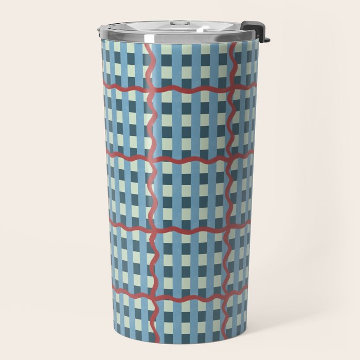 Nautical Rustic Plaid Travel Mug Gallery Image 2