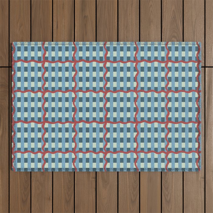 Nautical Rustic Plaid Outdoor Rug Gallery Image 1