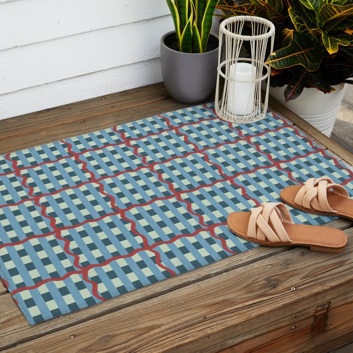 Nautical Rustic Plaid Outdoor Rug Gallery Image 2