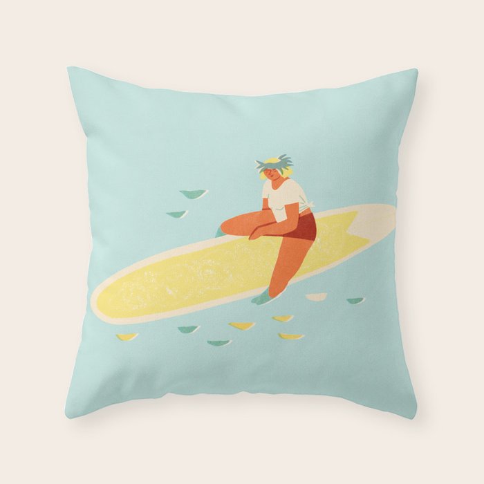 Aloha girl Throw Pillow Gallery Image 1