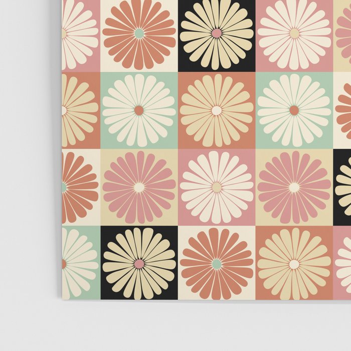 Retro Flowers Check Pattern XXVI Poster Gallery Image 3