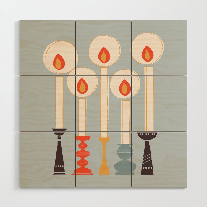 Festive Candles Wood Wall Art Gallery Image 1