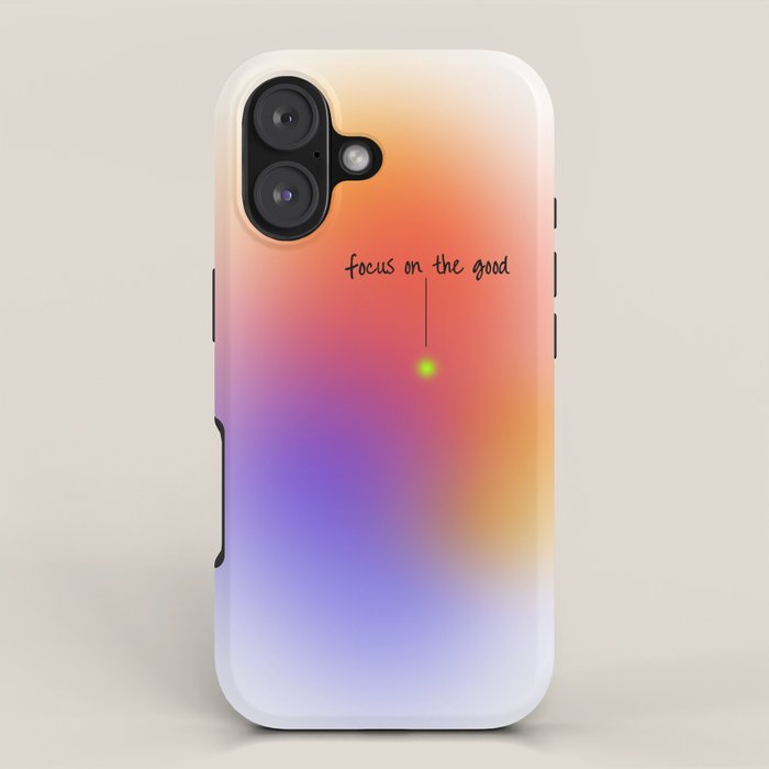 Focus On The Good: Aura-Gradient-Quote-Decor iPhone Case Gallery Image 1