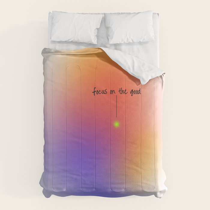 Focus On The Good: Aura-Gradient-Quote-Decor Comforter Gallery Image 6
