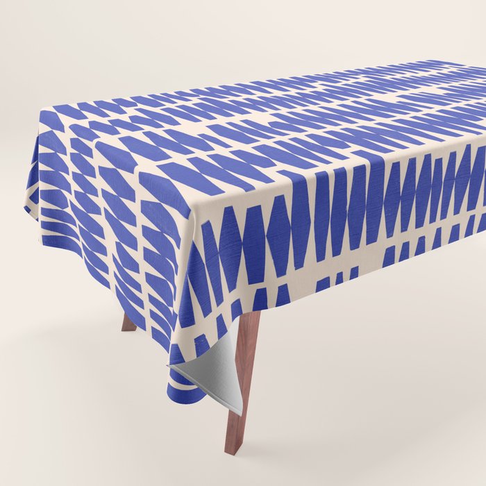 Handrawn Geometric Blue Pattern Tablecloth Gallery Image 1
