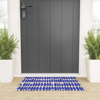 Handrawn Geometric Blue Pattern Welcome Mat Gallery Image 3