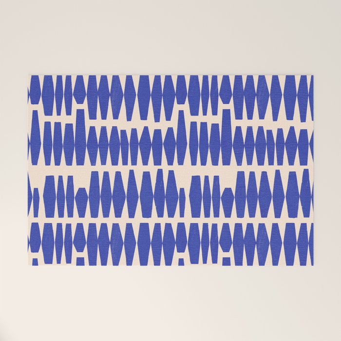 Handrawn Geometric Blue Pattern Welcome Mat Gallery Image 1