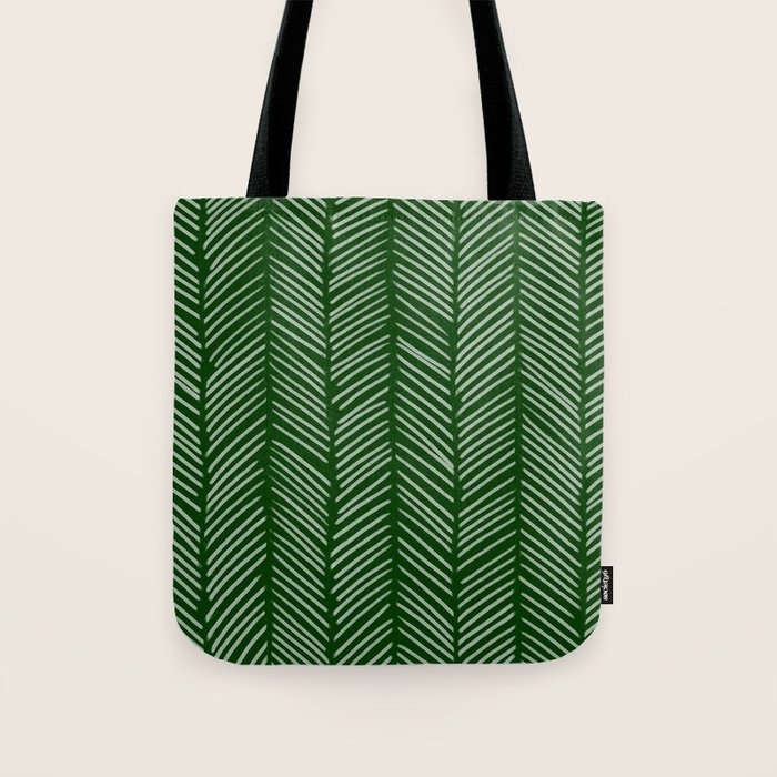Forest Green Herringbone Tote Bag Gallery Image 1