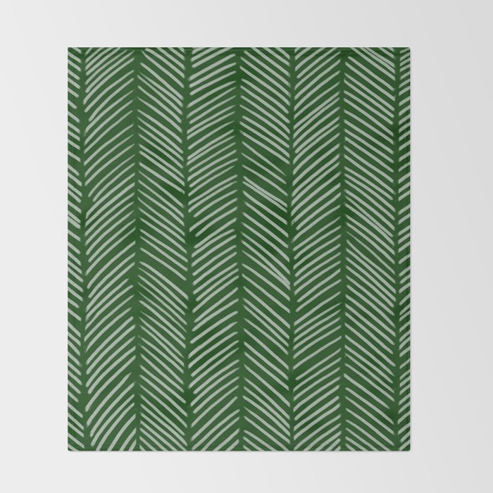 Forest Green Herringbone Throw Blanket Gallery Image 2