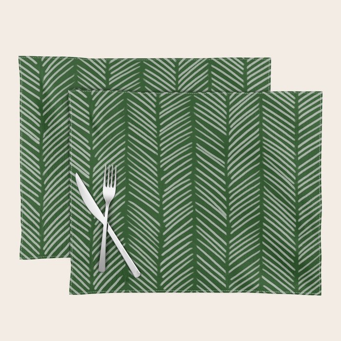 Forest Green Herringbone Placemat Gallery Image 1