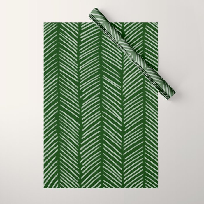 Forest Green Herringbone Wrapping Paper Gallery Image 1