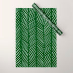 Forest Green Herringbone Wrapping Paper Gallery Image 1