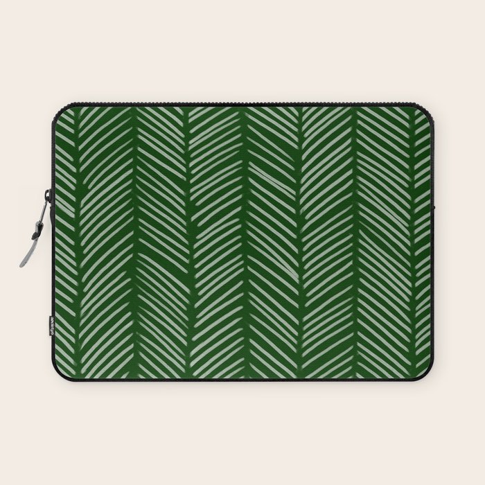 Forest Green Herringbone Laptop Sleeve Gallery Image 1