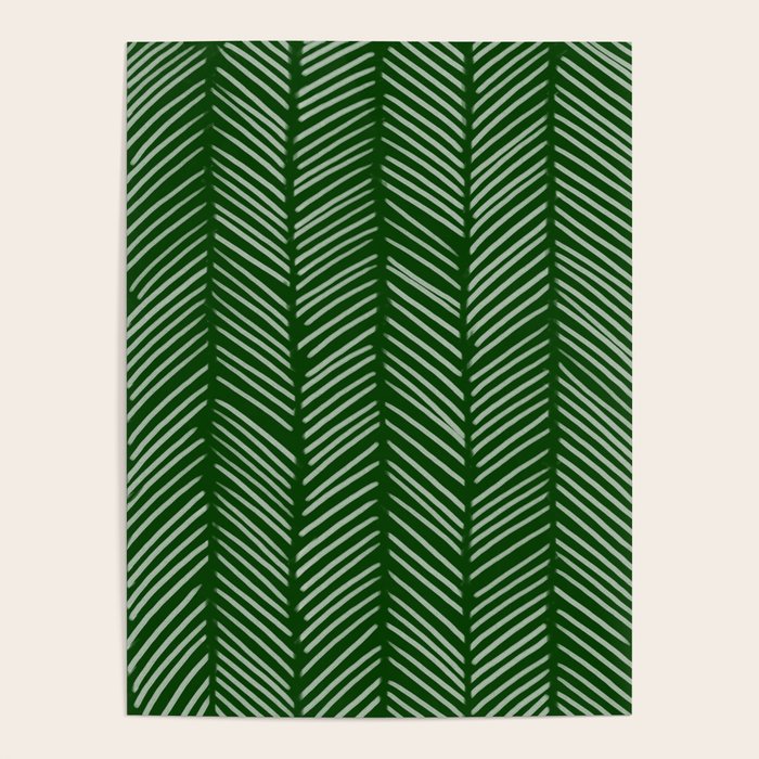 Forest Green Herringbone Poster Gallery Image 1