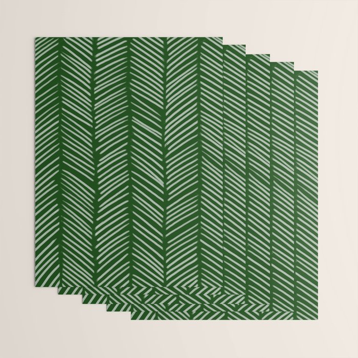 Forest Green Herringbone Wrapping Paper Gallery Image 3
