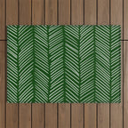 Forest Green Herringbone Outdoor Rug Gallery Image 1