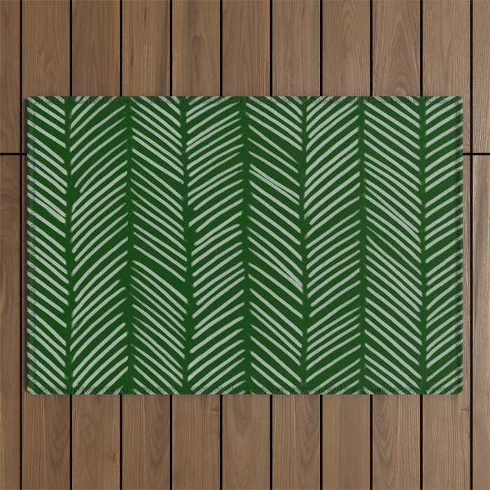 Forest Green Herringbone Outdoor Rug Gallery Image 1