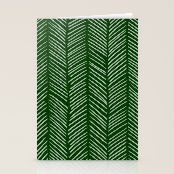 Forest Green Herringbone Stationery Card Gallery Image 1