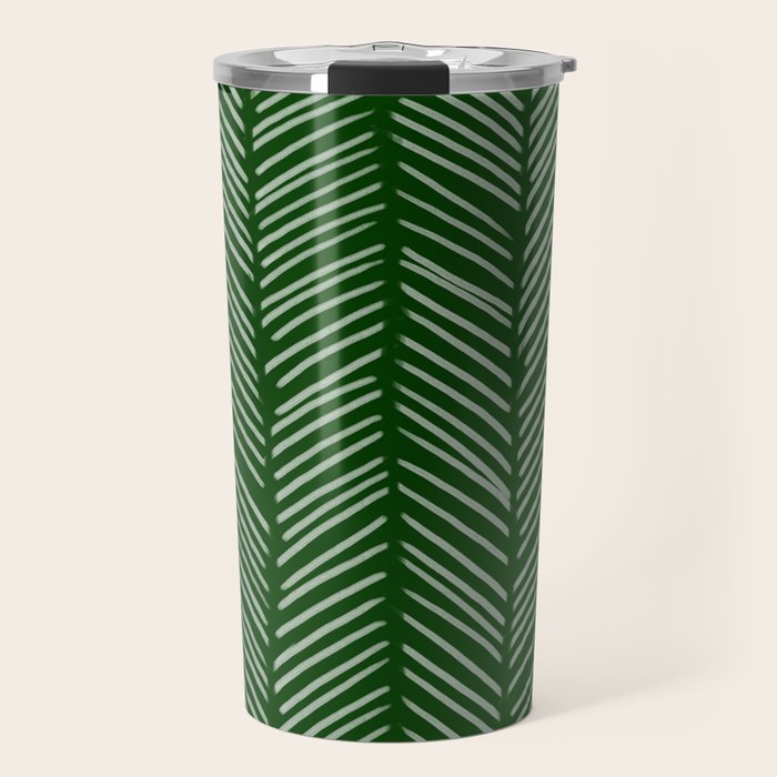 Forest Green Herringbone Travel Mug Gallery Image 1