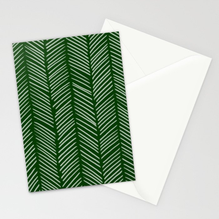 Forest Green Herringbone Stationery Card Gallery Image 2