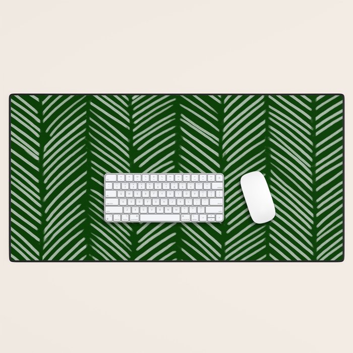Forest Green Herringbone Desk Mat Gallery Image 1
